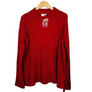 NEW! Tru Luxe Jeans Ribbed Mock Neck Sweater Long Sleeved Red Casual - L
